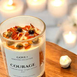 COURAGE - Tiger Eye Gemstone Candle