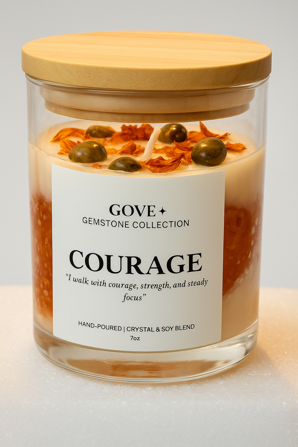 COURAGE - Tiger Eye Gemstone Candle