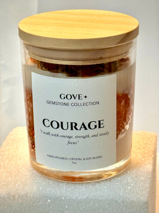 COURAGE - Tiger Eye Gemstone Candle