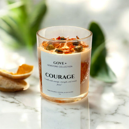 COURAGE - Tiger Eye Gemstone Candle