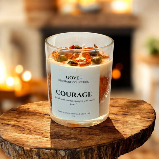 COURAGE - Tiger Eye Gemstone Candle